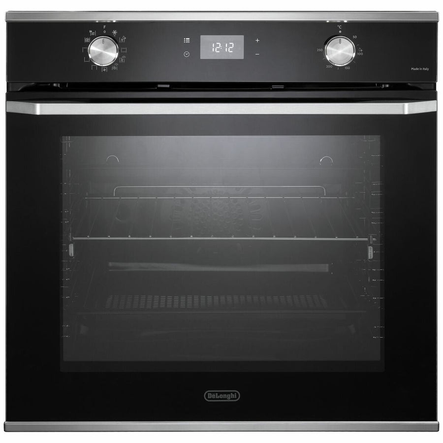 DeLonghi 60cm Multifunction Built-In Oven - 85L, Air Fry, Easy Steam, Black Glass - NSM11NL