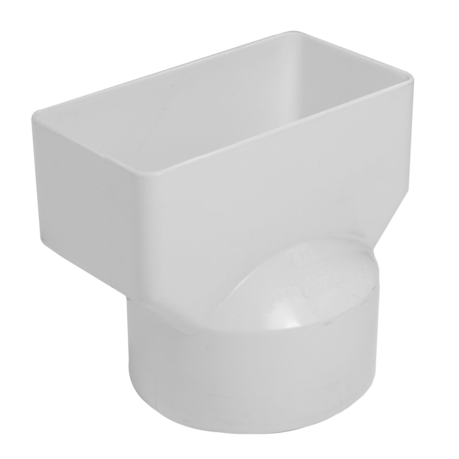 Icon Plastics 100 x 50mm Square to 90mm Round PVC Stormwater Adaptor White