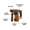 AEG 18V Fusion SDS Rotary Hammer Drill A18FRH0 - 26mm - 2.5 Joules Impact - SuperSaverAU - view 2