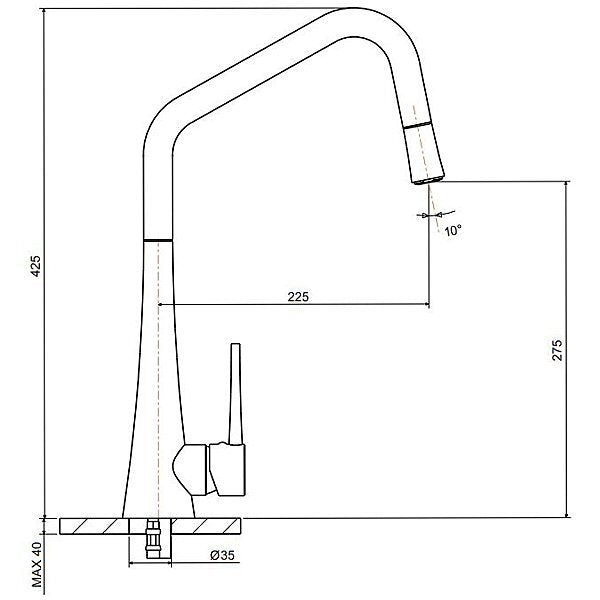 Armando Vicario Tink Pull Out Kitchen Mixer Tap - White, 4 Star WELS, Side Lever - TINKD-W