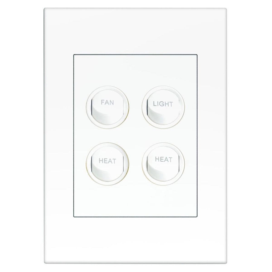 Hpm Vivo 4 Gang Fan Light Heat Switch - 10A Plastic - Easy Install - SuperSaverAU - view 1