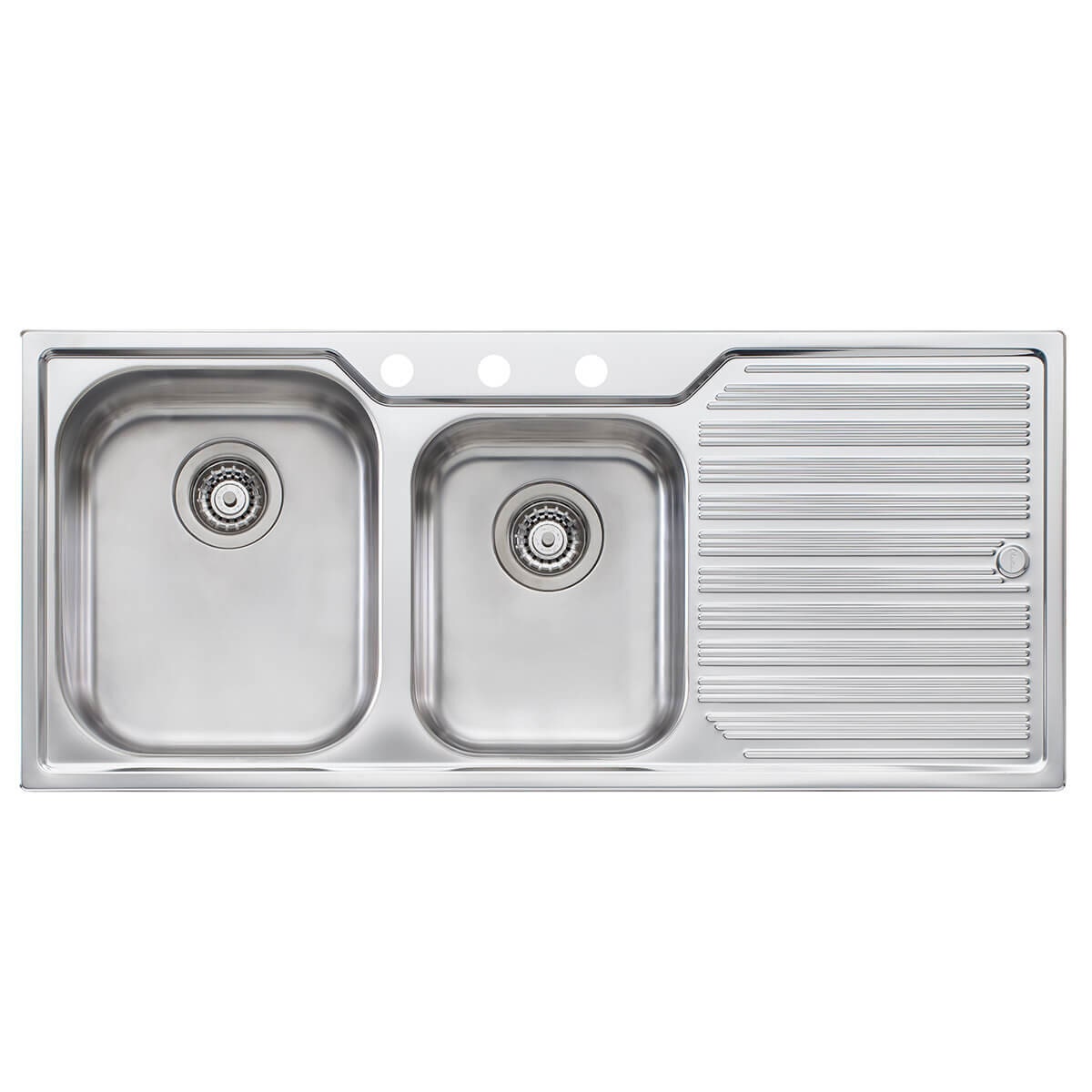 Oliveri Diaz 1 and 3/4 Bowl Topmount Sink - Right Hand Drainer, 3 Tapholes - DZ111-3TH