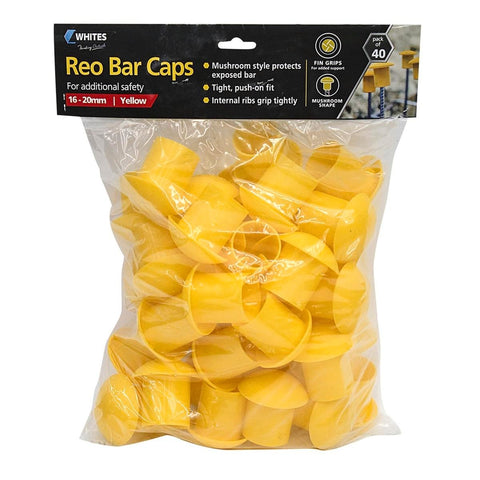 Jack Reo Bar Caps - 16-20mm - Yellow - Safety Protection - 40 Pack - SuperSaverAU - view 1