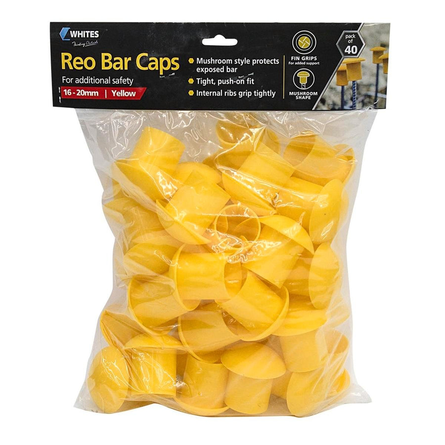 Jack Reo Bar Caps - 16-20mm - Yellow - Safety Protection - 40 Pack - SuperSaverAU - view 1