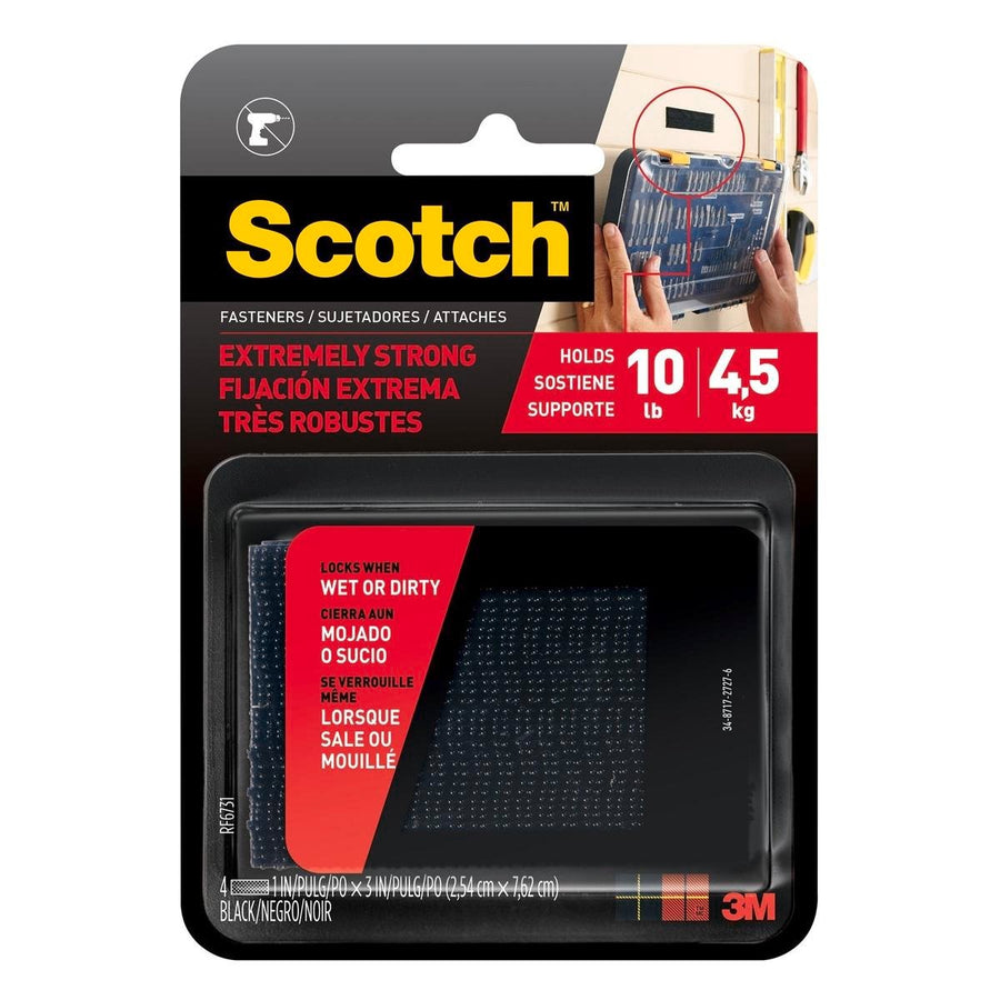 Scotch Extreme Fasteners Black 2.5cm x 7.6cm Strips 2 Pack - SuperSaverAU - view 1