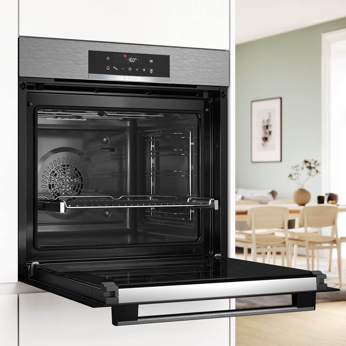 Bosch 60cm Series 6 Pyrolytic Built-in Oven - 71L Stainless Steel - Air Fry and 3D HotAir - HBA572ES3A