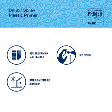 Dulux 300g Plastic Primer Spray Paint, Base Coat for Plastic Surfaces