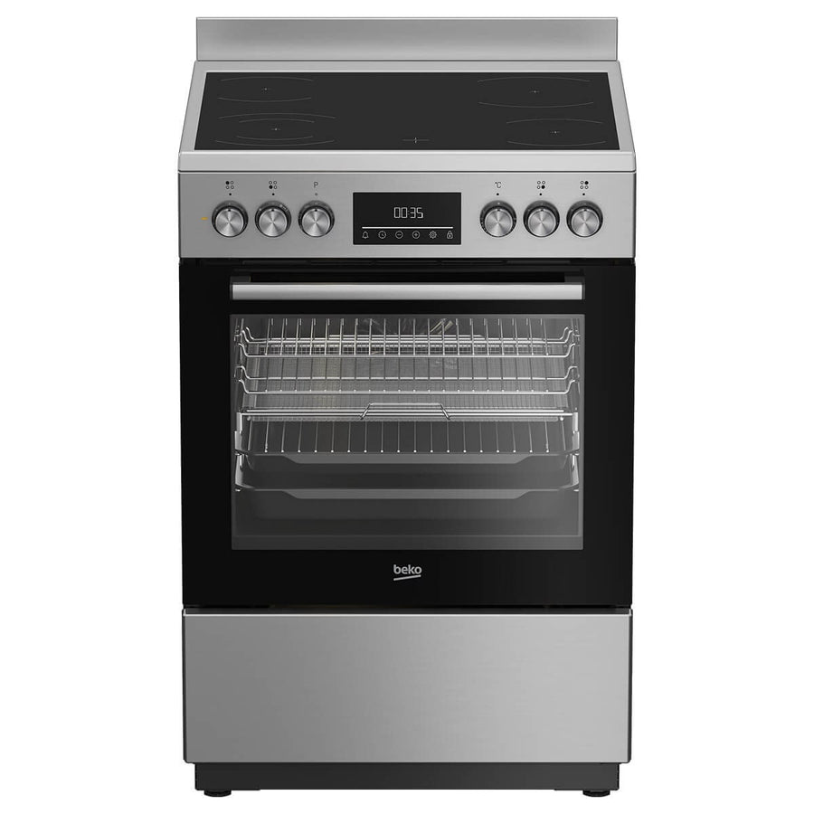 Beko 60cm Electric Freestanding Oven - Stainless Steel, Ceramic Cooktop, AirFry - BFCB60VMX