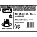 Jack 25-40mm Plastic Reinforcing Bar Chair - 20 Pack