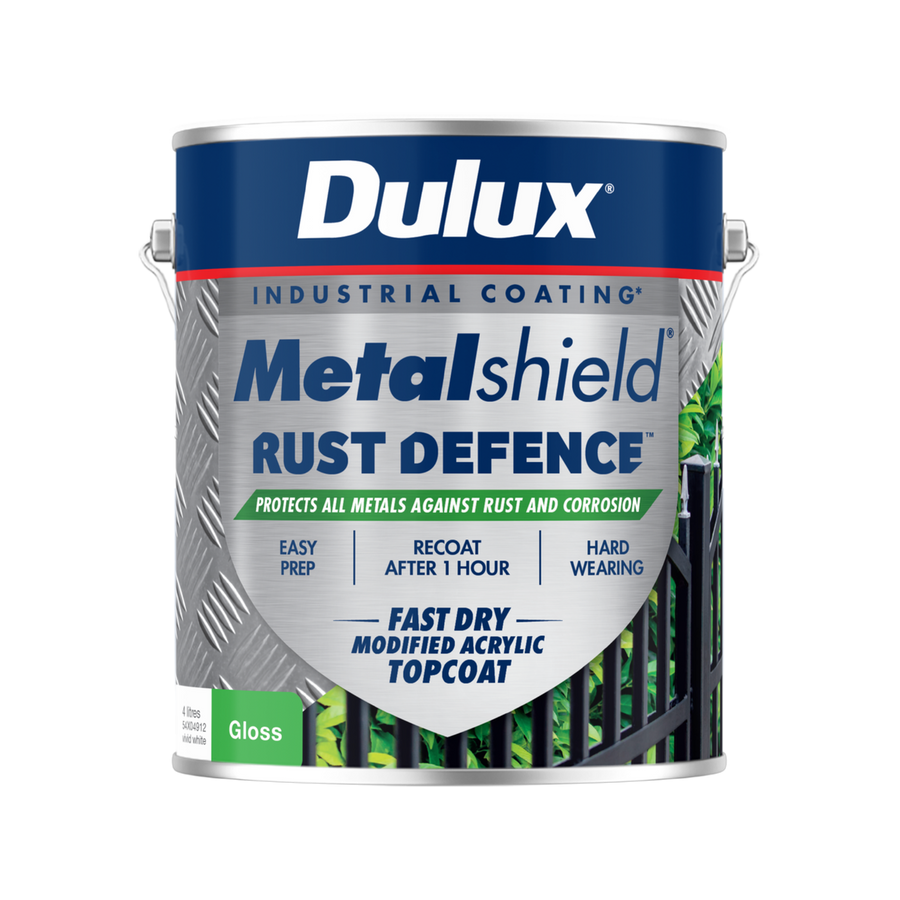 Dulux Metalshield Rust Defence - 4L - White Gloss - Fast-Drying Protection - SuperSaverAU - view 1