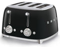 Smeg 50's Style 4 Slice Toaster - Black, Six Browning Levels, Independent Slot Control - TSF03BLAU