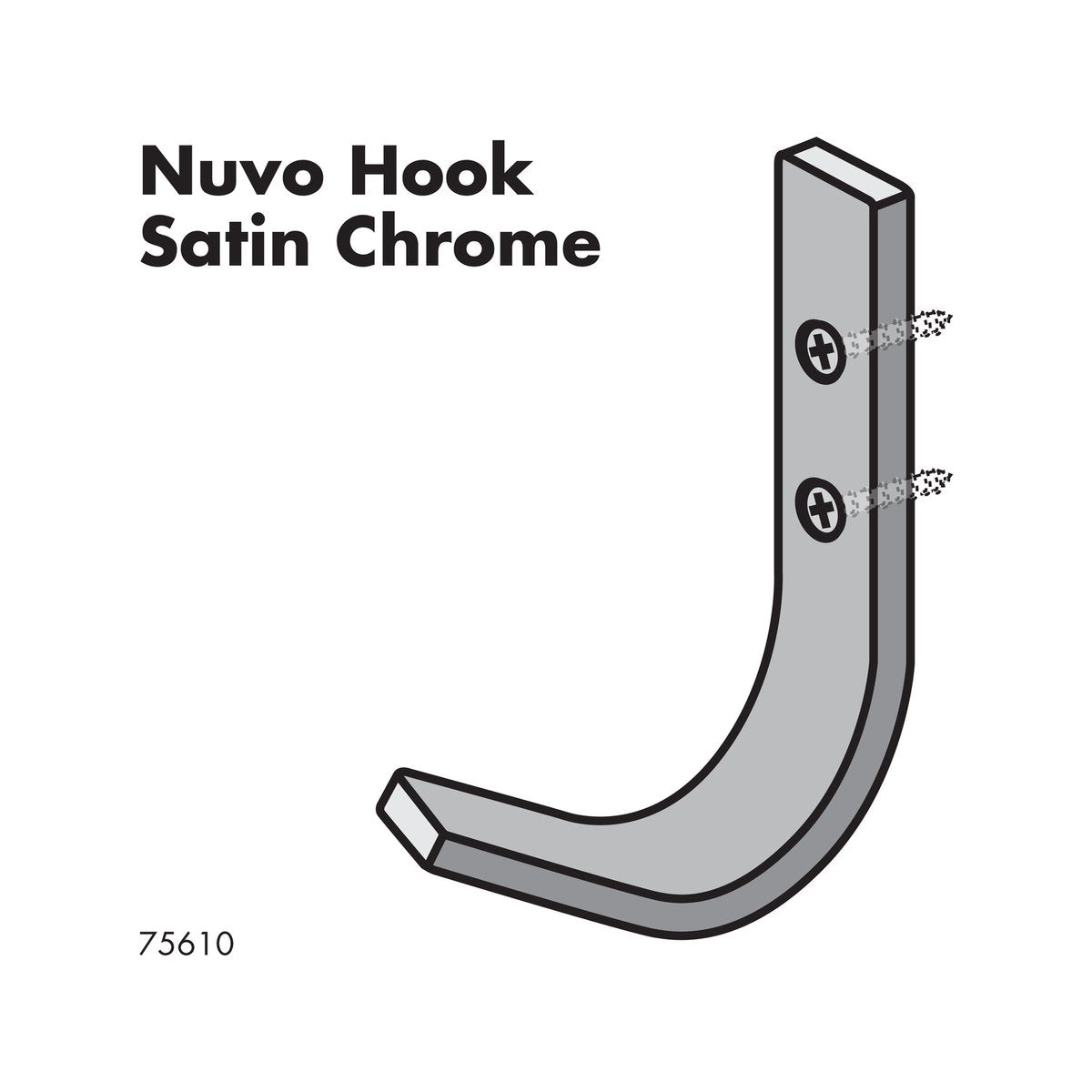 Adoored Satin Chrome Decorative Hook 29mm Aluminium Timeless Design - SuperSaverAU - view 2