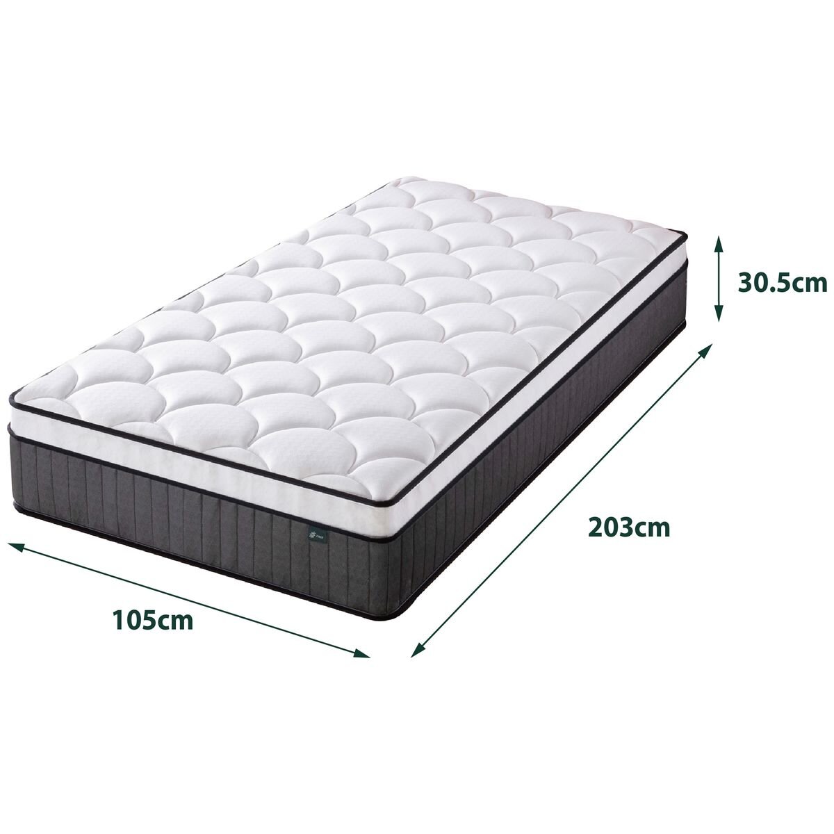Zinus king single iCoil pocket spring mattress - Eurotop, medium feel, 305mm high - AU-MSSBOPZC-12B
