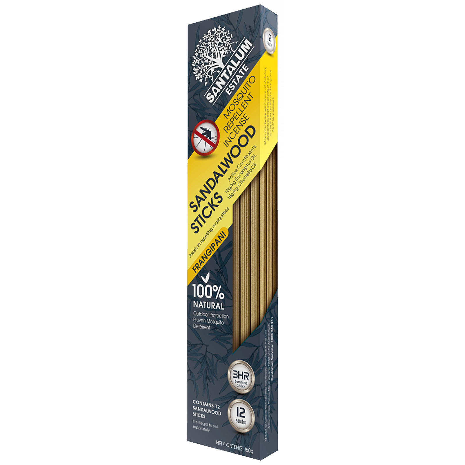 Santalum Frangipani Sandalwood Incense - 12 Pack Outdoor
