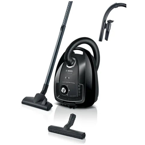 Bosch Series 4 Bagged Vacuum Cleaner - 2200W Motor, 4L Dust Bag, Washable HEPA Filter, Black - BGL38BA3AU