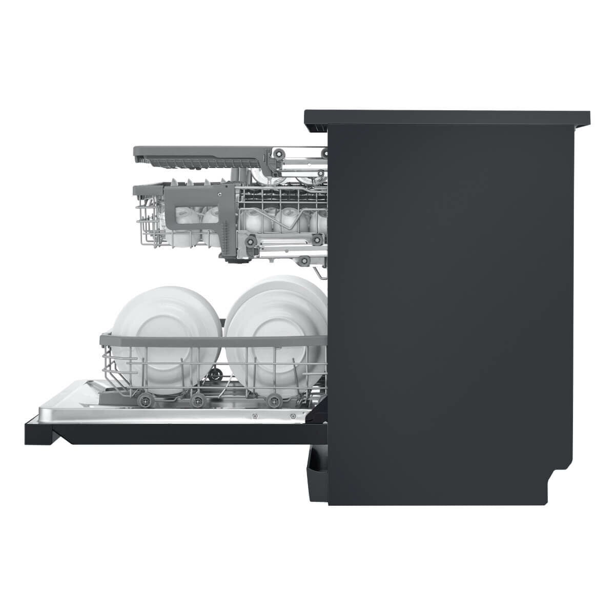 LG 60cm 15 Place QuadWash Freestanding Dishwasher - Matte Black - TrueSteam - Auto Door Opening - XD3A25MB