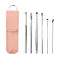 Ear Wax Removal Kit 6-Piece Stainless Steel with Pouch - Pink