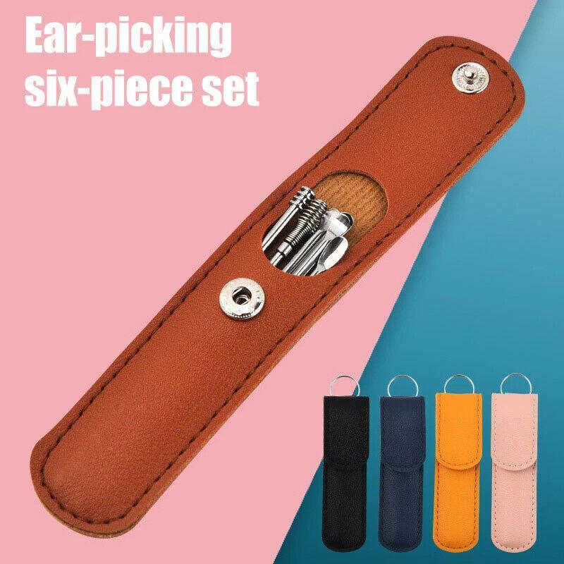 Ear Wax Removal Kit 6-Piece Stainless Steel with Pouch - Pink - view 2