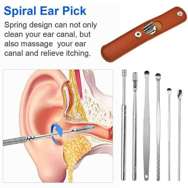 Ear Wax Removal Kit 6-Piece Stainless Steel with Pouch - Yellow - view 4