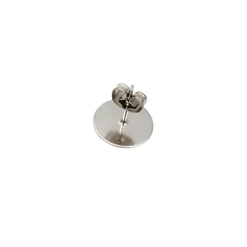 Earring Stud Posts with Flat Pads and Nut Backs - Small 4mm, Pack of 50 (50 x Pads and 50 x Backs)