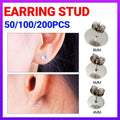 Earring Stud Posts with Flat Pads and Nut Backs - Small 4mm, Pack of 50 (50 x Pads and 50 x Backs) - view 2