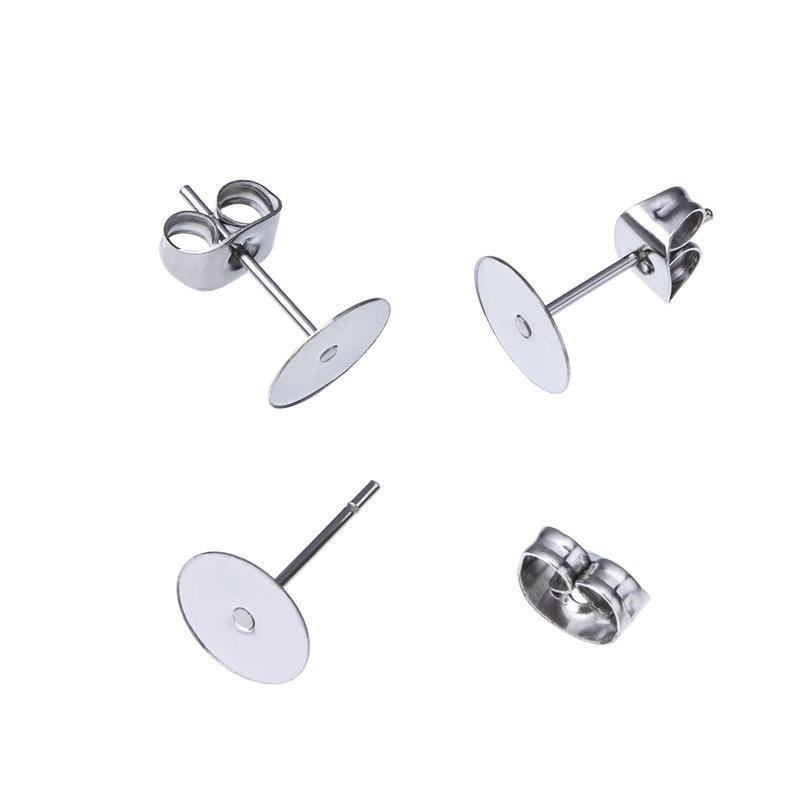 Earring Stud Posts with Flat Pads and Nut Backs - Small 4mm, Pack of 50 (50 x Pads and 50 x Backs) - view 3