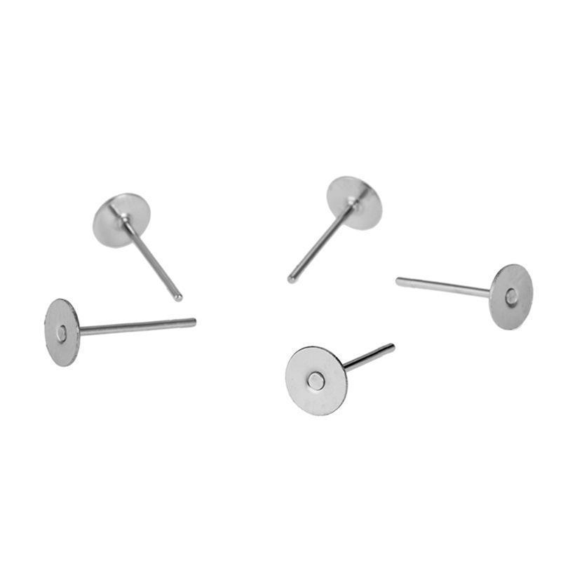 Earring Stud Posts with Flat Pads and Nut Backs - Small 4mm, Pack of 50 (50 x Pads and 50 x Backs) - view 4