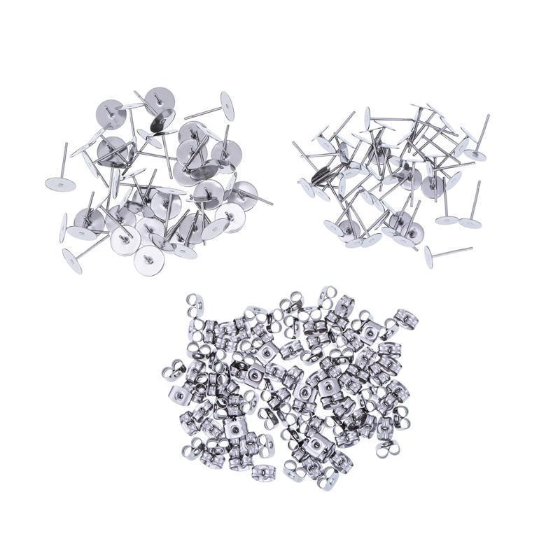 Earring Stud Posts with Nut Backs for DIY Jewellery - Large 8mm, Pack of 100 - view 5