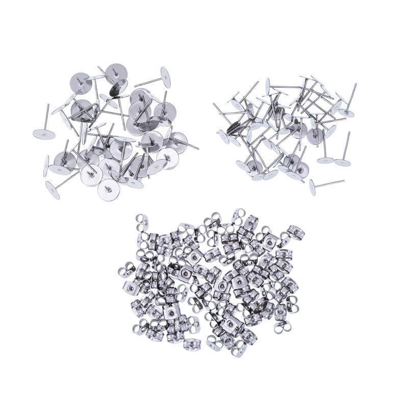 Earring Stud Posts with Nut Backs for DIY Jewellery - Large 8mm, Pack of 50 - view 5