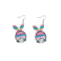 Easter Bunny Acrylic Earrings - Pastel Wave Stripe Egg Design, Style 1