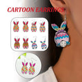 Easter Bunny Acrylic Earrings - Pastel Wave Stripe Egg Design, Style 1 - view 2
