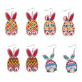 Easter Bunny Acrylic Earrings - Pastel Wave Stripe Egg Design, Style 1 - view 3