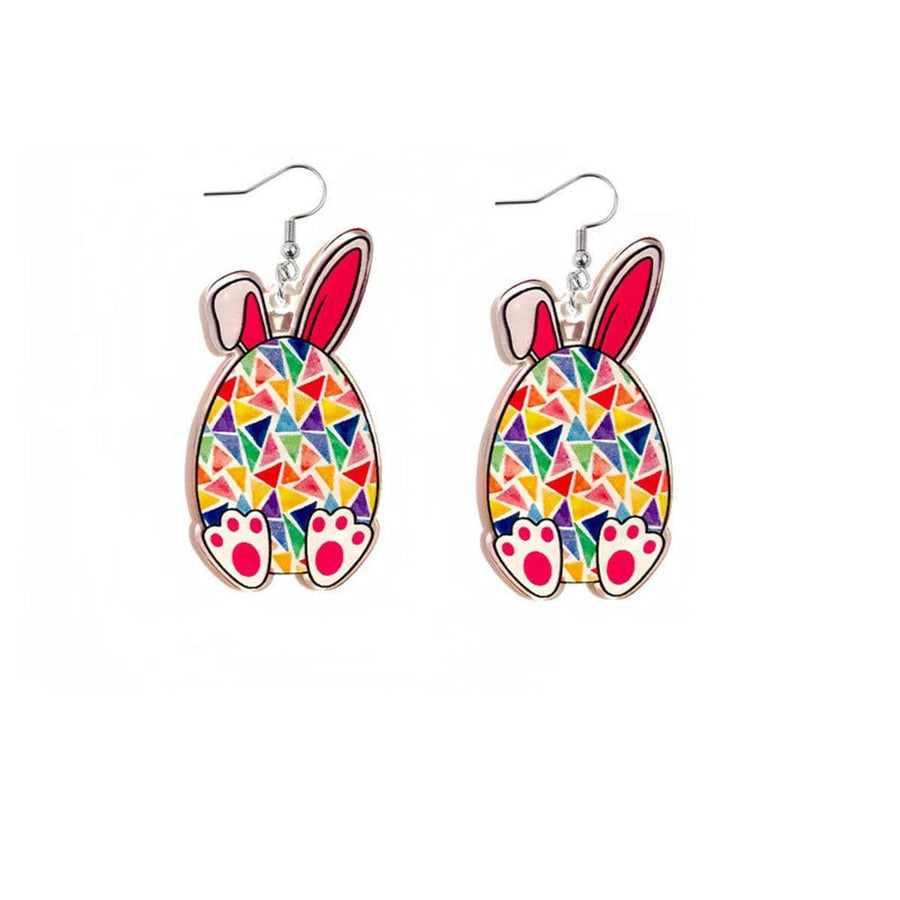 Easter Bunny Acrylic Earrings - Triangle Mosaic Egg Design, Style 4