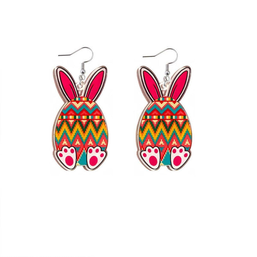 Easter Bunny Acrylic Earrings - Zigzag Egg Design, Style 2