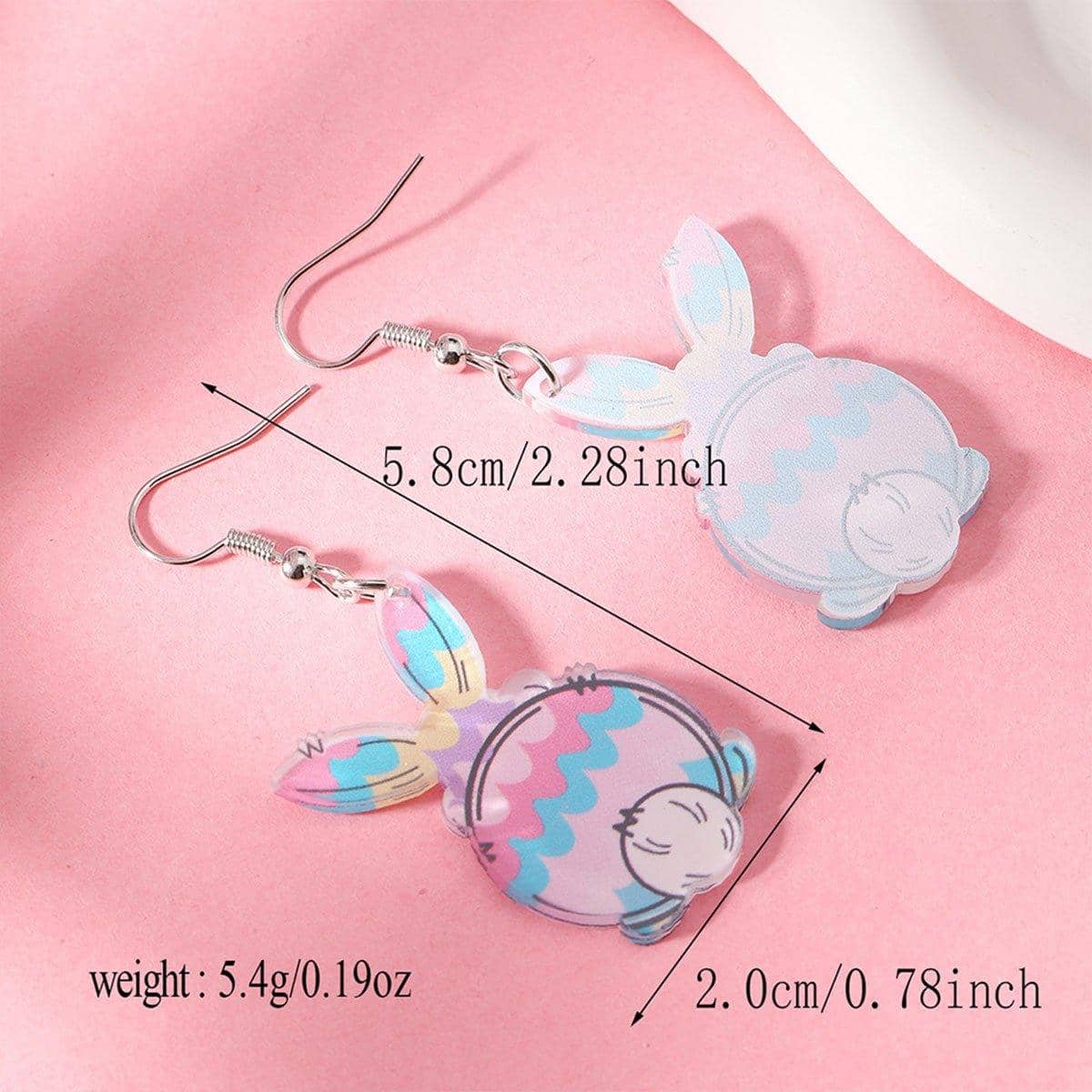 Easter Bunny Acrylic Earrings - Zigzag Egg Design, Style 2 - view 4