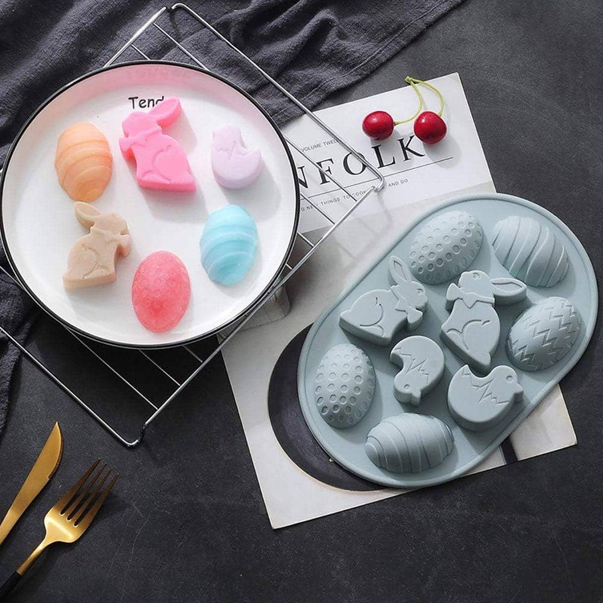Easter Rabbit and Egg Silicone Baking Moulds for Cake and Chocolate Decor - Pack of 2 - view 4
