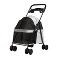 Easy Fold Pet Stroller for Cats and Small Dogs, Portable Travel Use - Grey