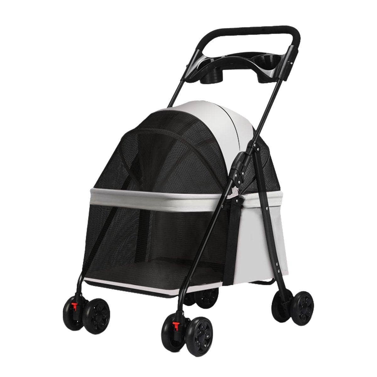 Easy Fold Pet Stroller for Cats and Small Dogs, Portable Travel Use - Grey