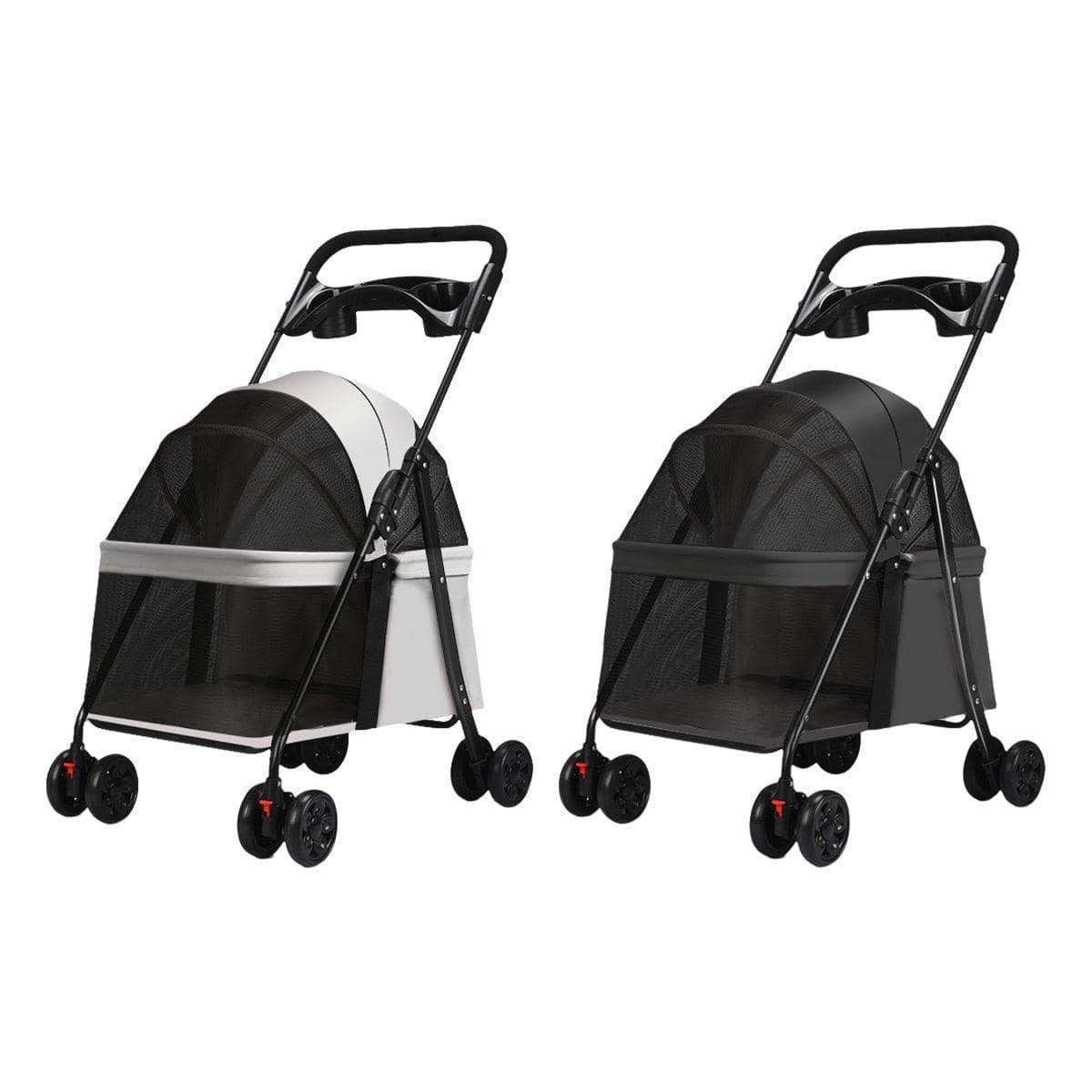 Easy Fold Pet Stroller for Cats and Small Dogs, Portable Travel Use - Grey - view 3