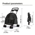 Easy Fold Pet Stroller for Cats and Small Dogs, Portable Travel Use - Grey - view 4