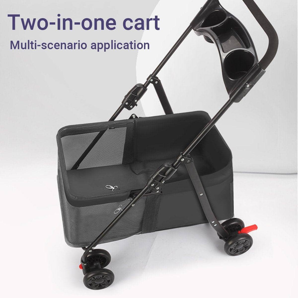 Easy Fold Pet Stroller for Cats and Small Dogs, Portable Travel Use - Grey - view 5