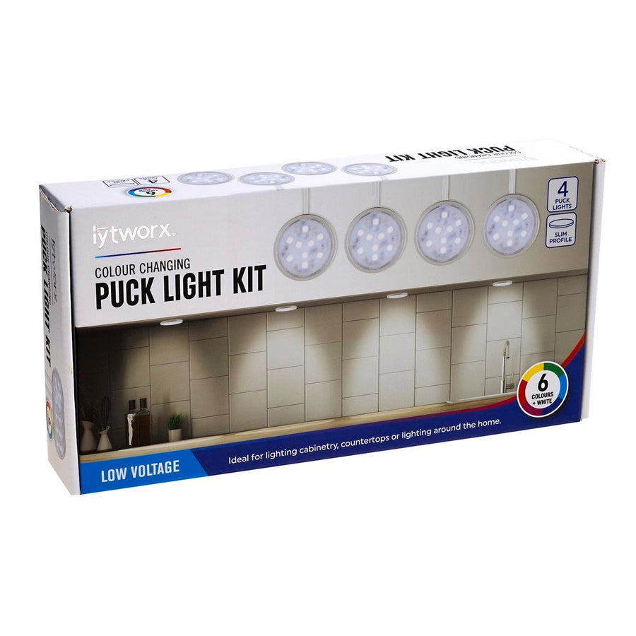 Lytworx Colour Changing Puck Light Kit - 4 Pack - 6.5mm x 56mm x 640mm - Multi - SuperSaverAU - view 1