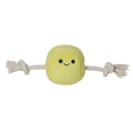 Happy Tails Tennis Ball Plush Toy - Interactive Dog Toy - 120mm x 320mm - Squeaker & Tug Rope - SuperSaverAU - view 1