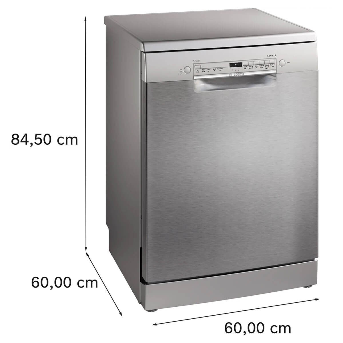Bosch Series 2 60cm Freestanding Dishwasher - 13 Place Settings, Stainless Steel, Home Connect - SMS2ITI02A