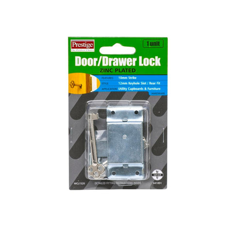 Prestige Zinc Plated Keyed Cupboard Lock - 140mm Steel - Rust Resistant - SuperSaverAU - view 1