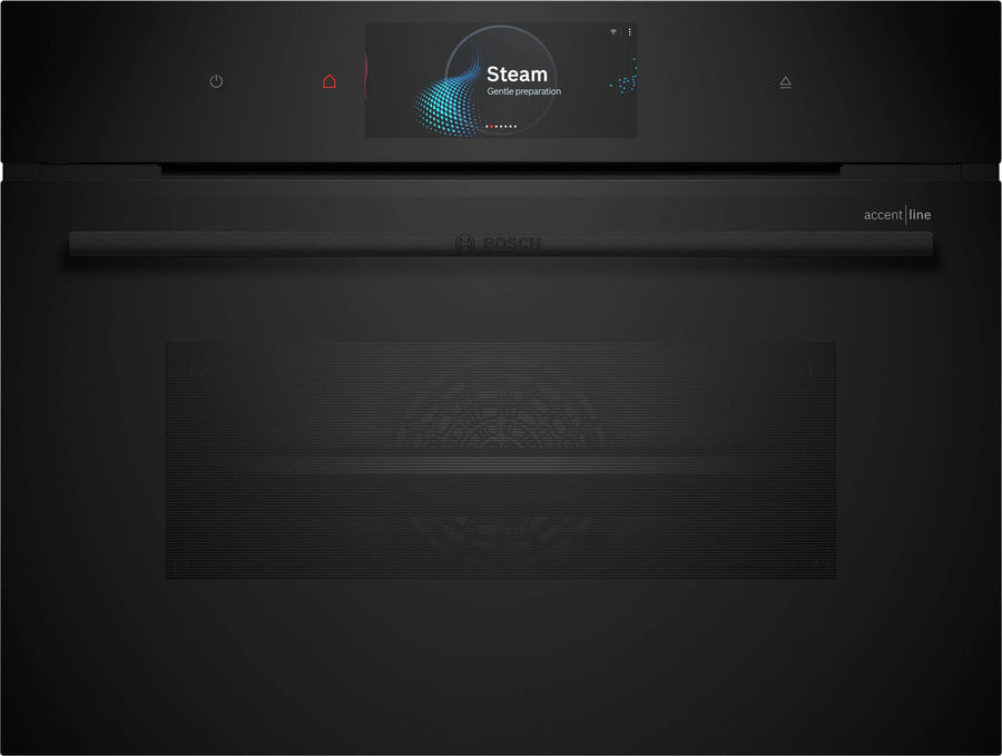 Bosch Series 8 Accentline compact steam oven - 47L, FullSteam, sous vide, TFT touch display, black - CSG958DB1