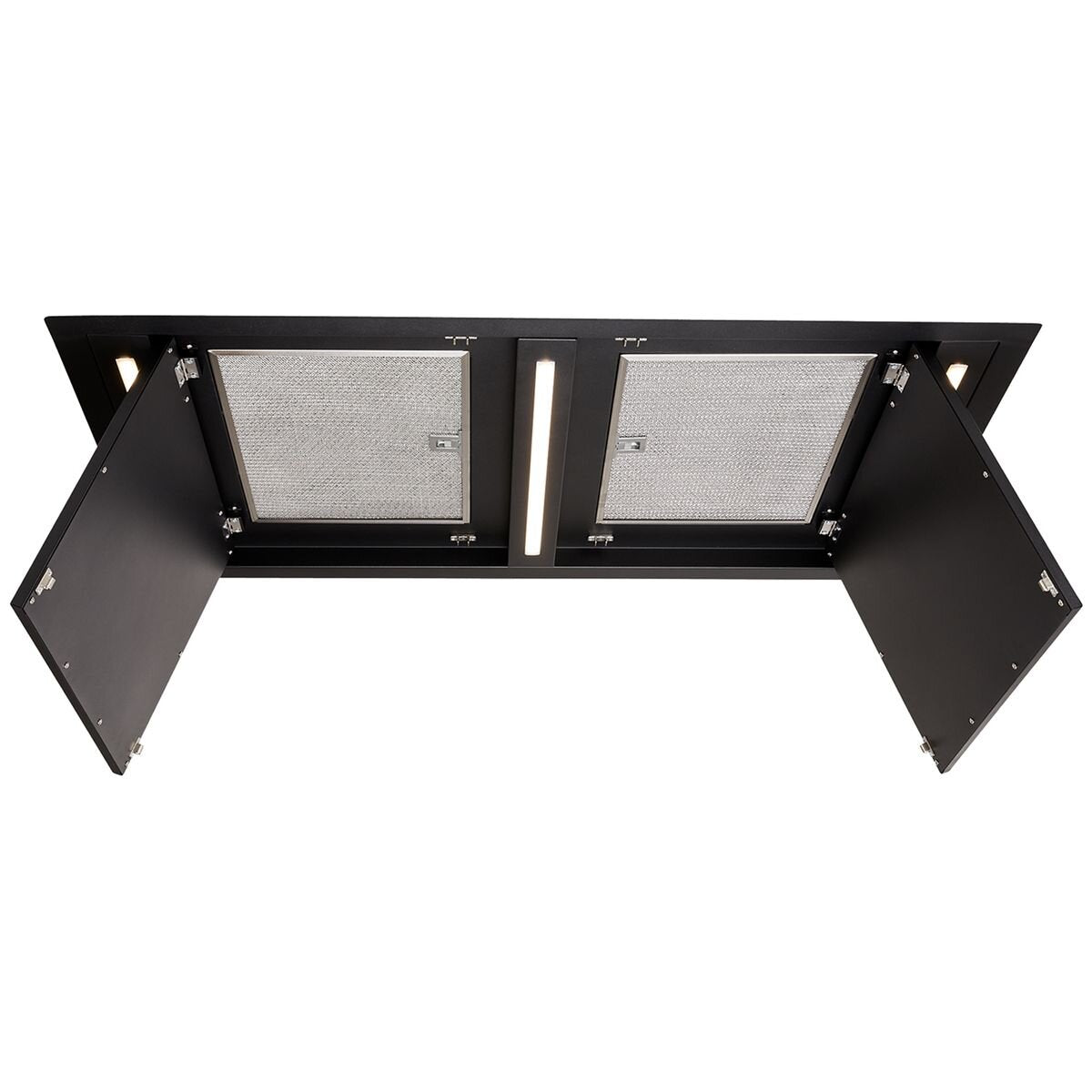 Schweigen 120cm Ceiling Cassette Rangehood - Matte Black, Twin External Motors, LED Light - SCC1200B-SP2PAK