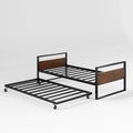 Zinus Ironline Single trundle bed frame set - black steel, daybed with hidden trundle - AU-IRDBS-39