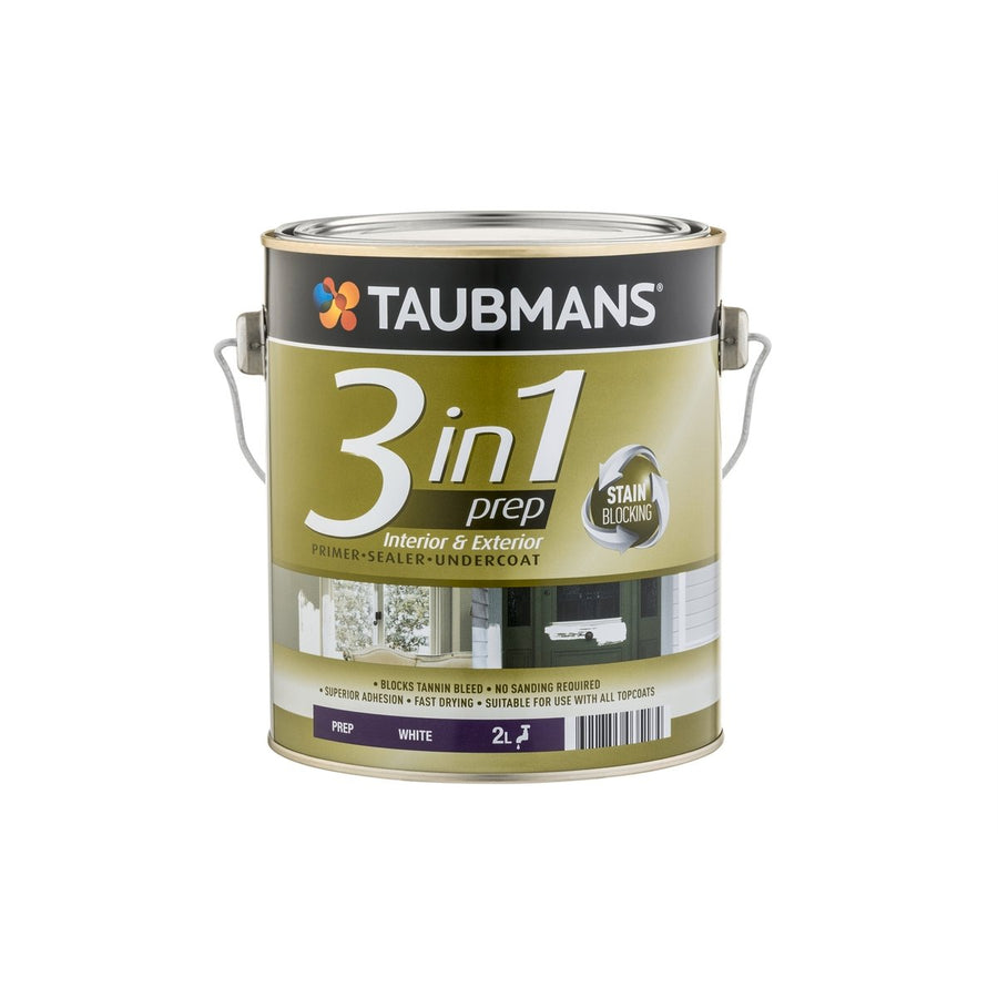 Taubmans 3 in 1 Primer Undercoat Sealer Paint - 2L - White - Fast Drying - SuperSaverAU - view 1