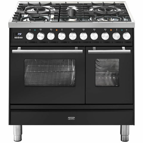 ILVE 90cm Dual Fuel Freestanding Double Oven - Five Burners, 108L, Graphite Finish - PD09PDWE3MG